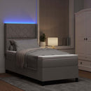 LED Box Spring Bed med hovedgærde Gråbrun 90 x 200 cm Stof