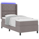 LED Box Spring Bed med hovedgærde Gråbrun 90 x 200 cm Stof