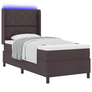 LED Box Spring Bed med madras Mørk Brun 100 x 200 cm Stof