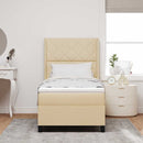 LED Box Spring Bed med madras Creme 100 x 200 cm Stof