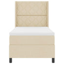 LED Box Spring Bed med madras Creme 100 x 200 cm Stof