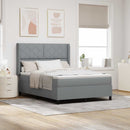 LED Box Spring Bed med hovedgærde Lysegrå 140 x 190 cm Stof