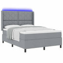 LED Box Spring Bed med hovedgærde Lysegrå 140 x 190 cm Stof