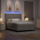 LED Box Spring Bed med hovedgærde Gråbrun 140 x 190 cm Stof