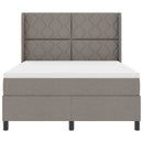 LED Box Spring Bed med hovedgærde Gråbrun 140 x 190 cm Stof