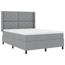 LED Box Spring Bed med hovedgærde Lysegrå 140 x 200 cm Stof