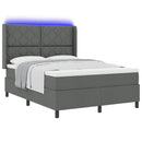 LED Box Spring Bed med hovedgærde Mørkegrå 140 x 200 cm Stof