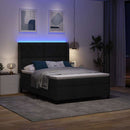 LED Box Spring Bed med hovedgærde Sort 140 x 200 cm Stof