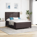 LED Box Spring Bed med hovedgærde Mørk Brun 140 x 200 cm Stof