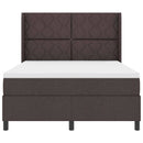LED Box Spring Bed med hovedgærde Mørk Brun 140 x 200 cm Stof