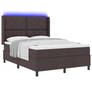 LED Box Spring Bed med hovedgærde Mørk Brun 140 x 200 cm Stof