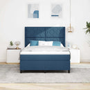 LED Box Spring Bed med hovedgærde Blå 140 x 200 cm Stof