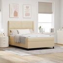 LED Box Spring Bed med hovedgærde Creme 160 x 200 cm Stof
