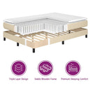 LED Box Spring Bed med hovedgærde Creme 160 x 200 cm Stof