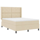 LED Box Spring Bed med hovedgærde Creme 160 x 200 cm Stof