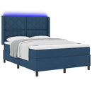 LED Box Spring Bed med hovedgærde Blå 160 x 200 cm Stof