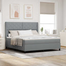 LED Box Spring Bed med hovedgærde Lysegrå 180 x 200 cm Stof