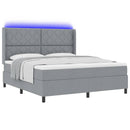 LED Box Spring Bed med hovedgærde Lysegrå 180 x 200 cm Stof