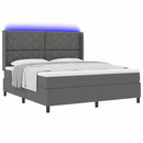 LED Box Spring Bed med hovedgærde Mørkegrå 180 x 200 cm Stof