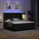 LED Box Spring Bed med hovedgærde Sort 180 x 200 cm Stof