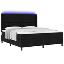 LED Box Spring Bed med hovedgærde Sort 180 x 200 cm Stof