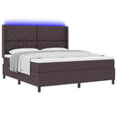 LED Box Spring Bed med hovedgærde Mørk Brun 180 x 200 cm Stof
