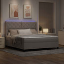 LED Box Spring Bed med hovedgærde Gråbrun 180 x 200 cm Stof