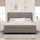 LED Box Spring Bed med hovedgærde Gråbrun 180 x 200 cm Stof