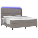 LED Box Spring Bed med hovedgærde Gråbrun 180 x 200 cm Stof