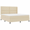LED Box Spring Bed med hovedgærde Creme 180 x 200 cm Stof