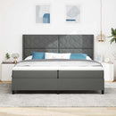 LED Box Spring Bed med hovedgærde Mørkegrå 200 x 200 cm Stof