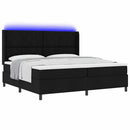 LED Box Spring Bed med madras Sort 200 x 200 cm Stof