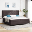 LED Box Spring Bed med madras Mørk Brun 200 x 200 cm Stof