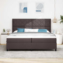 LED Box Spring Bed med madras Mørk Brun 200 x 200 cm Stof