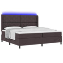 LED Box Spring Bed med madras Mørk Brun 200 x 200 cm Stof