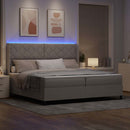 LED Box Spring Bed med hovedgærde Gråbrun 200 x 200 cm Stof