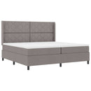 LED Box Spring Bed med hovedgærde Gråbrun 200 x 200 cm Stof