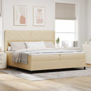 LED Box Spring Bed med madras Creme 200 x 200 cm Stof