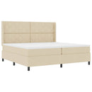 LED Box Spring Bed med madras Creme 200 x 200 cm Stof