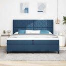 LED Box Spring Bed med madras Blå 200 x 200 cm Stof