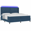 LED Box Spring Bed med madras Blå 200 x 200 cm Stof