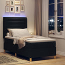 Box spring seng med LED-lysstrimler Sort 80 x 200 cm Stof
