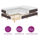 Box spring seng med LED-lysstrimler Brun 80 x 200 cm Stof