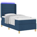 Box spring seng med LED-lysstrimler Blå 80 x 200 cm Stof