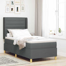 Box spring seng med LED-lysstrimler Grå 90 x 190 cm Stof