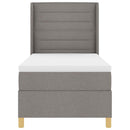Box spring seng med LED-lysstrimler Gråbrun 90 x 190 cm Stof