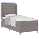 Box spring seng med LED-lysstrimler Gråbrun 90 x 190 cm Stof