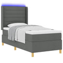 Box spring seng med pude med hovedgærde Grå 90 x 200 cm Stof