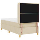 Box spring seng med LED-lysstrimler Creme 90 x 200 cm Stof