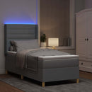Box spring seng med LED-lysstrimler Lysegrå 100 x 200 cm Stof